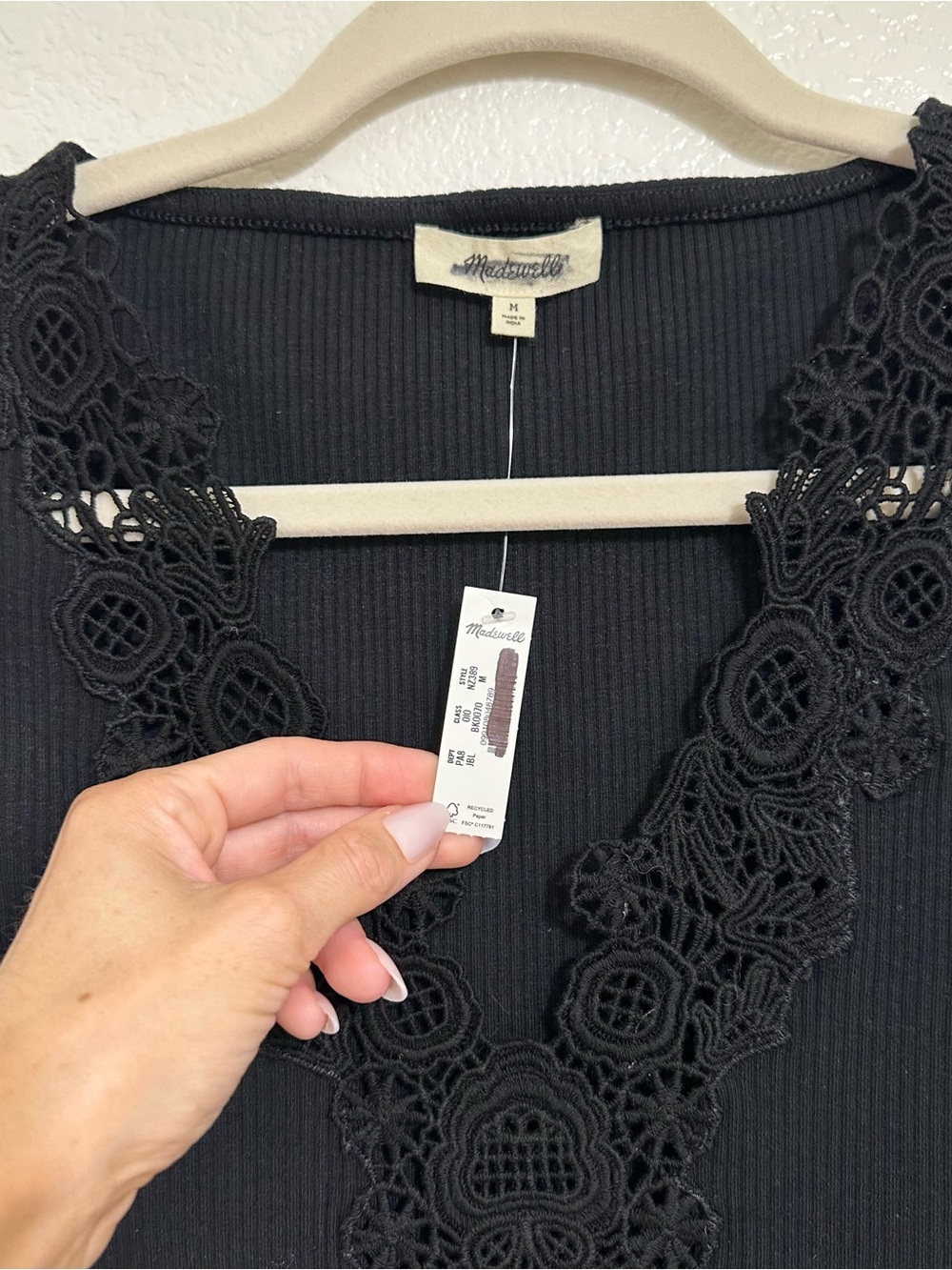Madewell Lace-Trim V-Neck Tank M - Picture 4 of 5